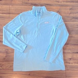 Columbia baby blue light sports wear top w/ neck zipper.. like new condition!